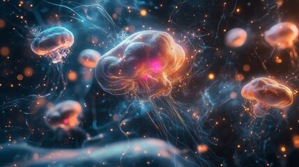 Naklejka premium The fantastic drifting of the cellular universe