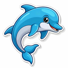 Fototapeta premium A fun and playful doodle-style sticker of a cartoon dolphin