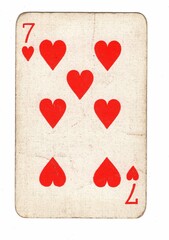 A well used, grubby hearts playing card.