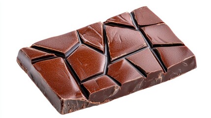 Obraz premium Delicious piece of smooth chocolate isolated on a bright white background perfect for sweet treats and dessert imagery