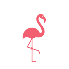 Minimalist Pink Flamingo Illustration Isolated on a White Background