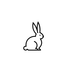 Obraz premium Minimalistic Line Art Illustration of a Sitting Rabbit in Black and White
