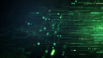 Naklejka premium Abstract digital background with glowing green lines and patterns, creating futuristic feel. Ideal for technology and data themes