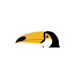 Colorful Simplistic Illustration of a Toucan Bird on a White Background