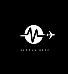 Travel Healthcare Logo Design Airplane, Heartbeat, Medical Tourism