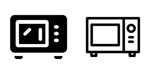 Modern Microwave Oven Icon Design &ndash; Vector Symbol Set