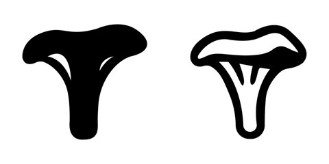 Elegant Chanterelle Mushroom Icon Design – Vector Symbol Set
