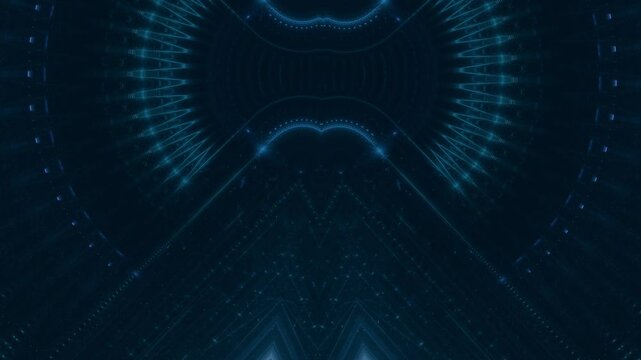 leuchtende Lichtpunkte bewegen sich langsam Richtung Zentrum, digitaler Datentransfer, Algorithmus, Internet, Energie, Datenfluss, Geschwindigkeit, Wandel, Austausch, braun, orange