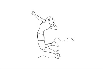 Minimalist line drawing of an athlete in motion, jumping with excitement, isolated