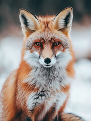 Fototapeta premium Sitting red fox isolated on white or white background , animal.