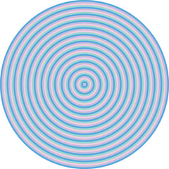 Visual effect created by neon blue, lilac, pink and pale turquoise circles getting progressively smaller