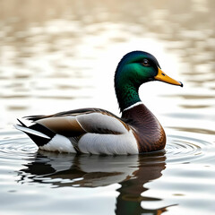 Obraz premium Closeup shot of a duck on a lake on white background
