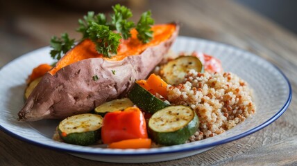 Roasted Sweet Potato and Vegetables with Quinoa