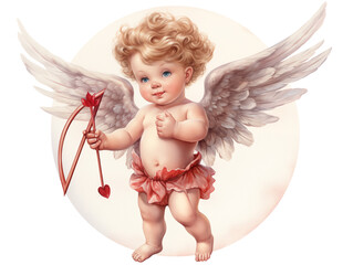Fototapeta premium Image of cupid with arrows and bow, bringing love. 