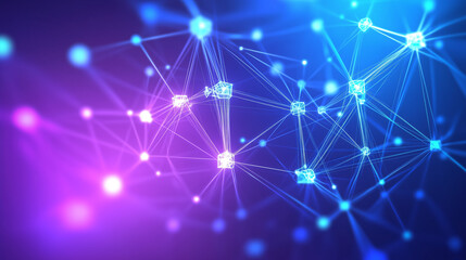 Fototapeta premium Futuristic digital network with glowing interconnected nodes