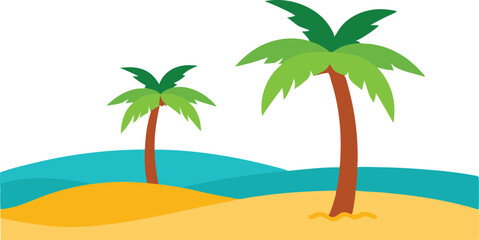Summer beach scene with coconut trees vector