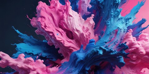 Obraz premium Vibrant abstract art piece with dominant blue and pink hues, gradient, vibrant