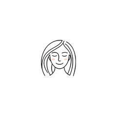 Elegant Minimalist Illustration of a Smiling Woman With a Relaxing Expression