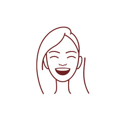 Minimal Line Drawing of a Smiling Young Woman in Simple Style