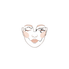 Minimalist Illustration of a Woman's Face with Highlighted Features