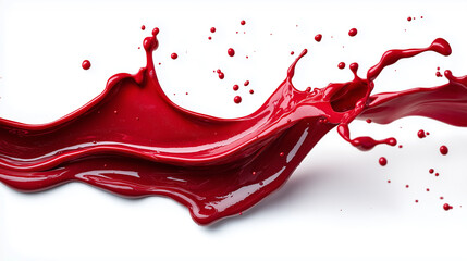 Red Liquid Splash in Mid-Air on White Background - AI Generated