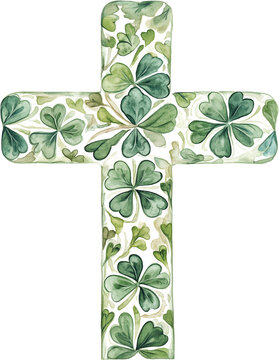 Irish Cross with Shamrock isolated on a white background
