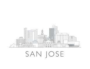 Obraz premium San Jose skyline cityscape vector illustration