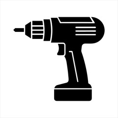 Drill machine silhouette vector, Electric drill machine icon
