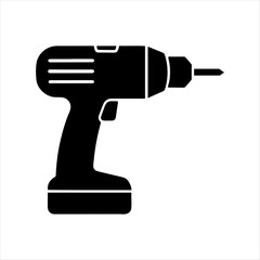 Drill machine silhouette vector, Electric drill machine icon