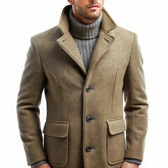 A stylish winter wool jacket featuring elegant button details,