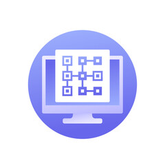cluster icon with a computer, vector