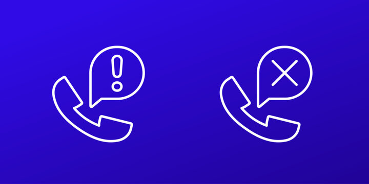 phone call alert icons in line design
