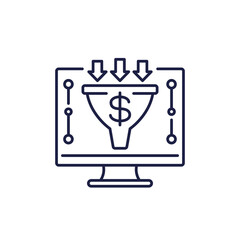 sales funnel software icon in line design