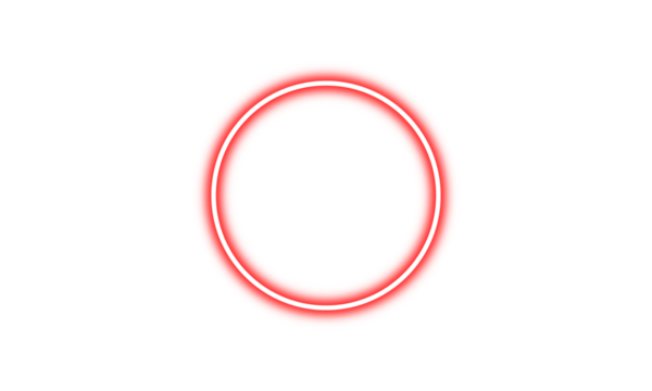 Red neon glowing circle. Bright neon ring. Circular light effect. Glowing red frame. Neon design element. Isolated on transparent background. Design elements PNG
