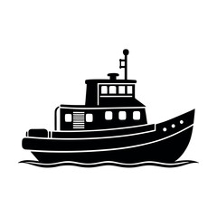 Obraz premium Modern Towboat Silhouette Vector Illustration