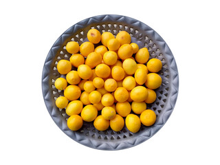 Lemons in the basket isolated on white background