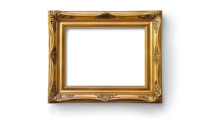 A stunning gold frame displayed on a white background highlighting its elegant design and craftsmanship for decoration