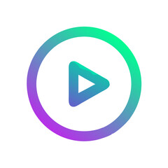 Play button icon in gradient colors, symbolizing media engagement