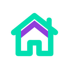 Fototapeta premium Colorful house icon on white background, home concept design