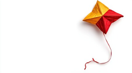 Red and Gold Kite on White Background: A Playful, Vibrant Design Element