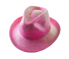 Pink straw hat isolated on transparent background