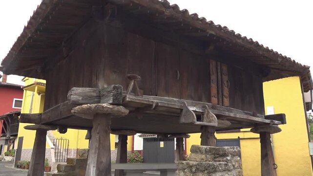 Ornamental wooden detail in an Asturian granary in Spain - 350
