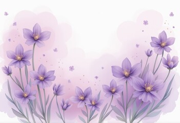 Fototapeta premium Beautiful Purple Crocus Flowers with Soft Pink Background