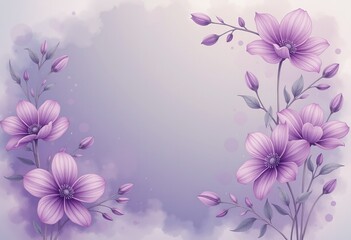 Fototapeta premium Purple Crocus Flowers with Buds on a Light Purple Background