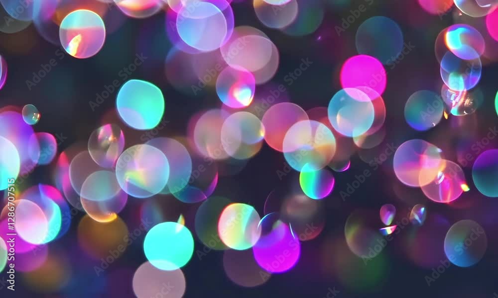 Poster Colorful reflections of light create a mesmerizing atmosphere in an enchanting display of sparkling bubbles