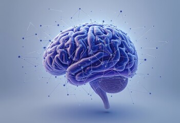  Digital Art of a Brain with Floating Nodes and Connections