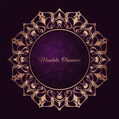 golden mandala ornament, round decorative design