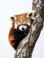 Red panda isolated on white background , animal.
