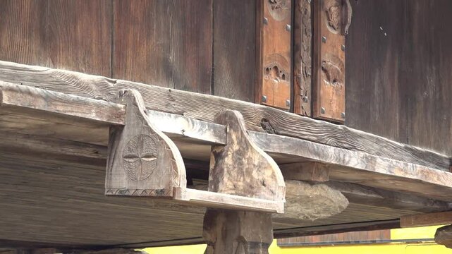 Ornamental wooden detail in an Asturian granary in Spain - 353
