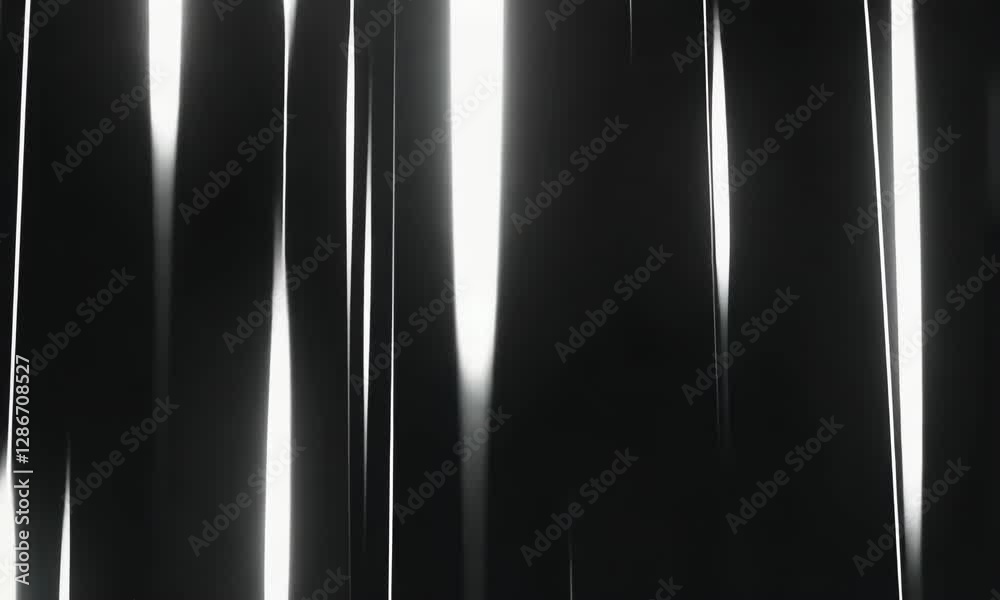 Poster Captivating light reflections through transparent surfaces create an intriguing visual experience in a dark setting